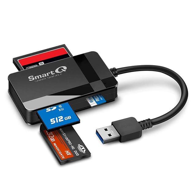 Lecteur multicartes smartQ C368 noir avec des emplacements CompactFlash, SD et Memory Stick