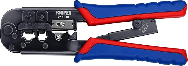 Pince à sertir KNIPEX à mécanisme à cliquet et couteaux de câble intégrés