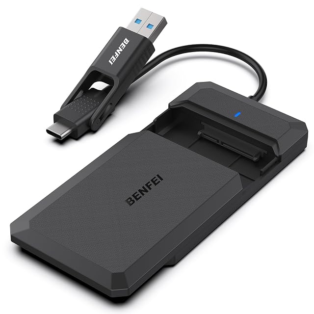 Boîtier BENFEI noir pour disque SATA de 2,5 pouces avec capot coulissant et fiche USB-C