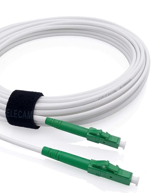 Longue jarretière fibre simplex Elfcam avec connecteurs LC/APC verts aux deux bouts