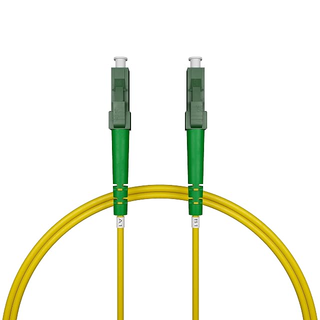 Jarretière fibre simplex jaune nexinex avec connecteurs LC/APC verts