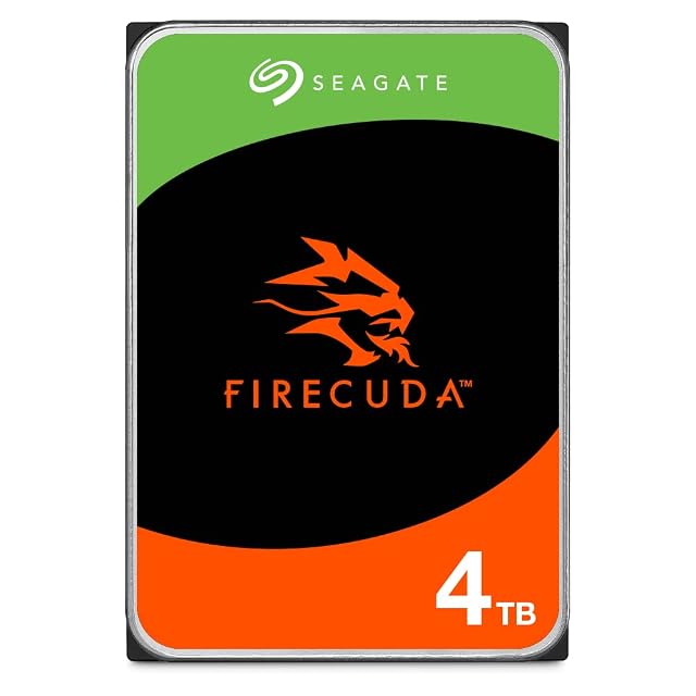 Disque dur interne Seagate FireCuda de 4 TB au format 3,5 pouces en argent avec un connecteur SATA
