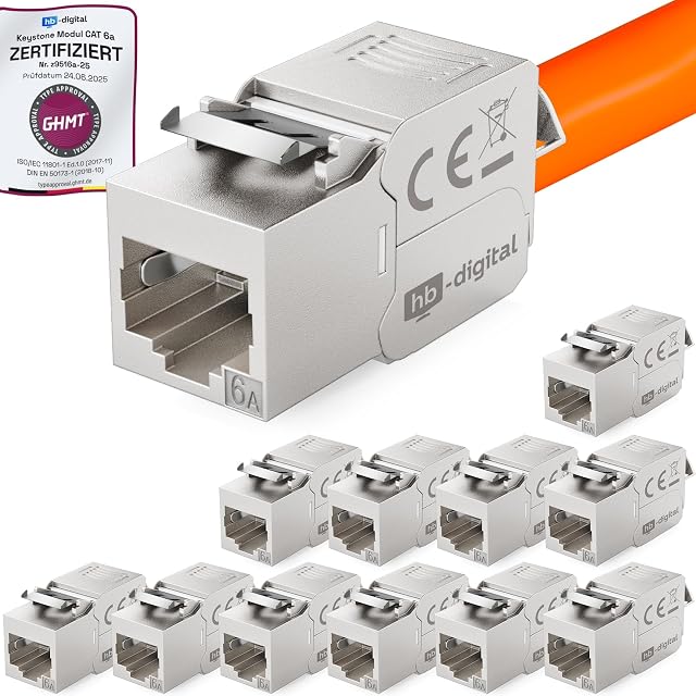 Module keystone blindé Cat 6a HB-DIGITAL avec contacts dorés