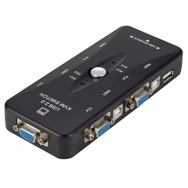 Commutateur KVM VGA DUOBAGMA EB0864 à quatre ports avec boutons-poussoirs et concentrateur USB