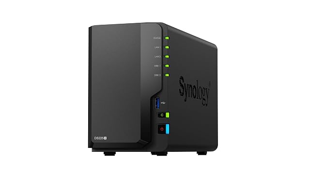 Boîtier NAS Synology DS225+ Diskstation à deux baies avec deux prises RJ-45
