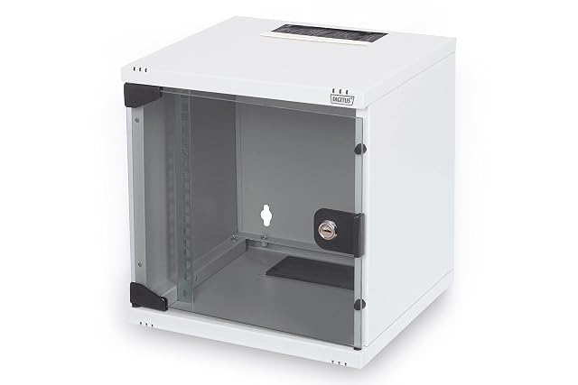 Coffret réseau mural gris DIGITUS de six unités en 10 pouces avec porte vitrée