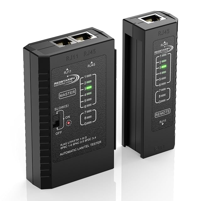Testeur de câble réseau RedStar24 avec une unité principale et une unité distante pour cordons RJ45