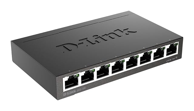 Commutateur réseau gigabit D-Link DGS-108 à huit ports en boîtier métallique noir