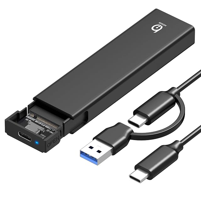 Boîtier pour SSD M.2 NVMe Xiaobi en aluminium avec un loquet sans outil et une prise USB-C