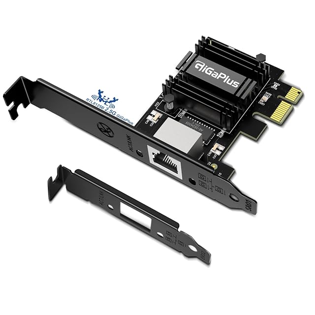 Carte réseau PCIe GigaPlus 2.5G avec une prise RJ45 et une équerre basse