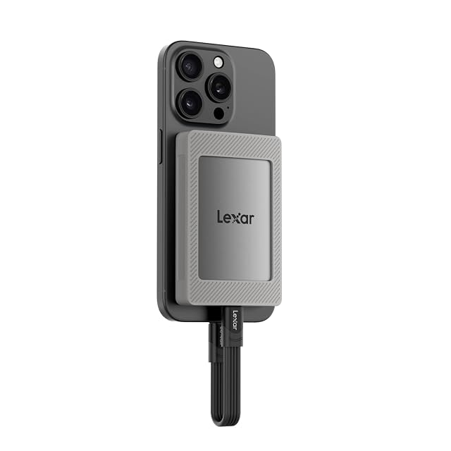 Disque à mémoire portable Lexar ES4 de 2 TB avec un étui en silicone magnétique et un anneau magnétique