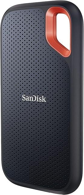 Disque à mémoire SanDisk Extreme Portable de 1 TB avec un anneau de mousqueton et une prise USB-C