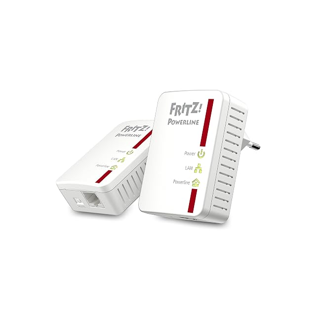 Ensemble FRITZ!Powerline 510E, deux adaptateurs CPL à brancher avec des prises Fast Ethernet