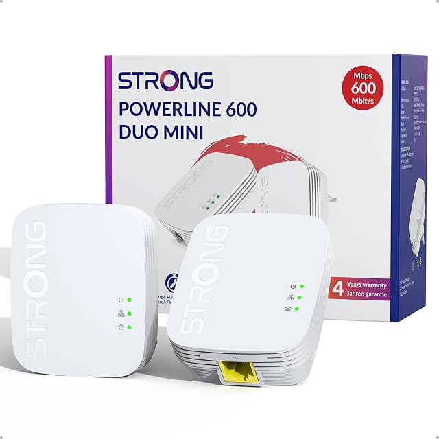 Ensemble d’adaptateurs CPL STRONG PL600M, deux unités à brancher avec des prises RJ45