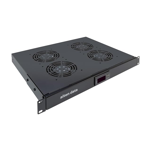 Panneau de ventilation 19 pouces 1U Aiten Data noir avec quatre ventilateurs et un afficheur numérique