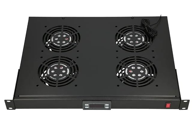 Panneau de ventilation 19 pouces Extralink noir à quatre ventilateurs avec afficheur numérique de température