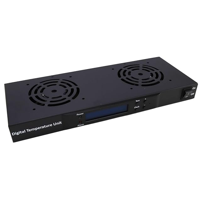 Plateau de ventilation de rack 19 pouces 1U kenable noir avec deux ventilateurs et un afficheur LCD de thermostat