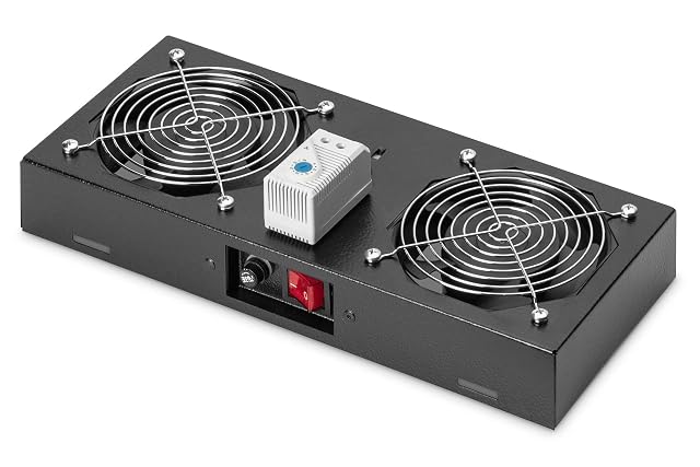 Unité de ventilation de toiture Koscom Connect noire à deux ventilateurs pour coffret réseau