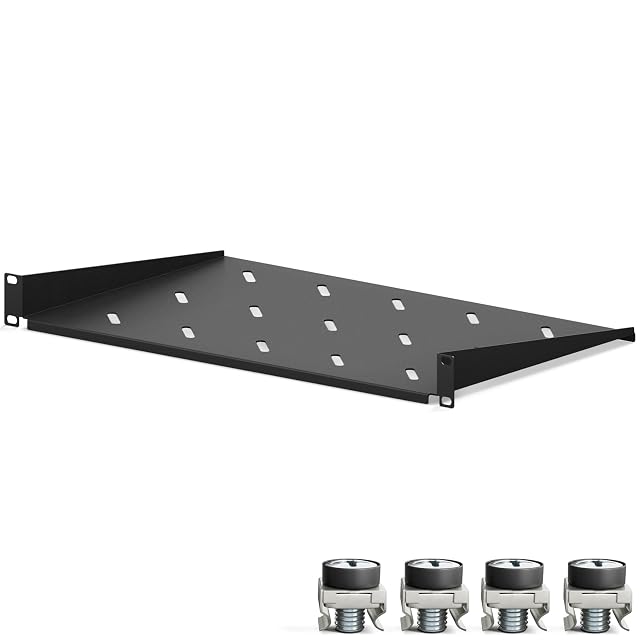 Tablette de rack 19 pouces 1U HB-DIGITAL noire avec bords relevés