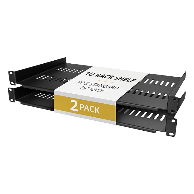Paire de tablettes de rack 19 pouces 1U StarTech noires et ventilées en porte-à-faux