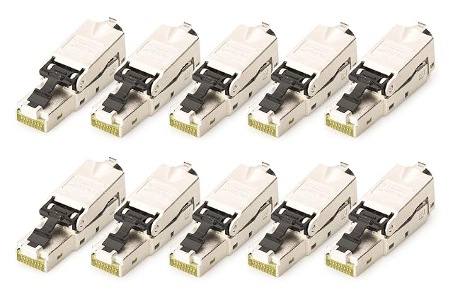 Fiche RJ45 Cat 6A blindée DIGITUS à raccordement sur site en zinc nickelé