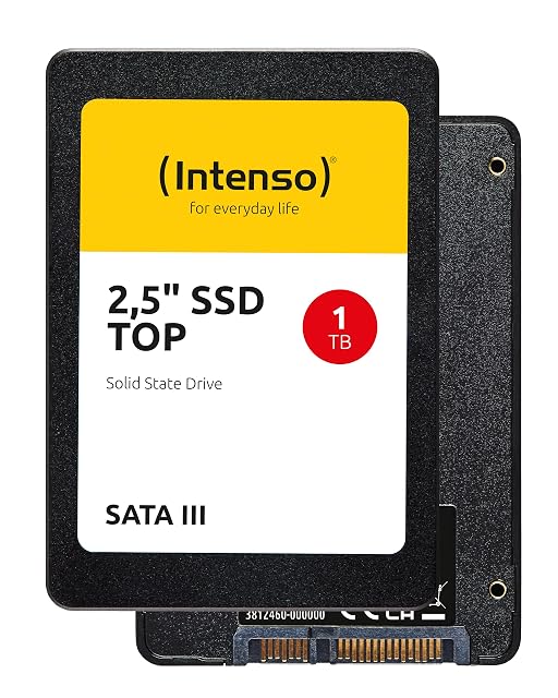 Disque à mémoire interne SATA Intenso Top de 1 TB au format 2,5 pouces en noir