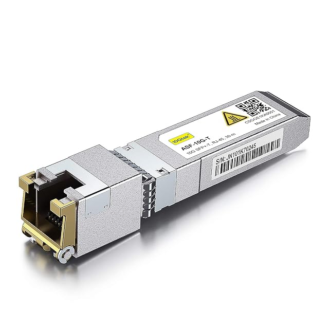 Module SFP+ cuivre 10GBASE-T 10Gtek avec une prise RJ45 et un corps métallique