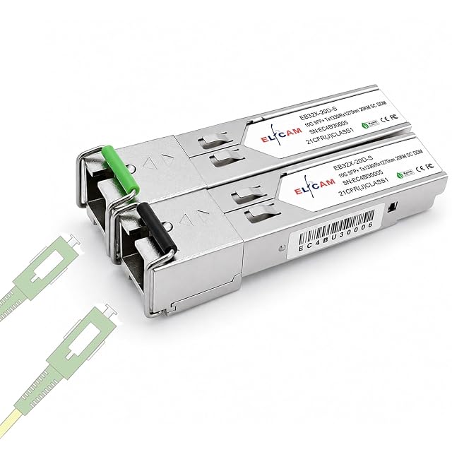 Paire d’émetteurs-récepteurs SFP+ 10G bidirectionnels Elfcam avec un seul port optique SC chacun