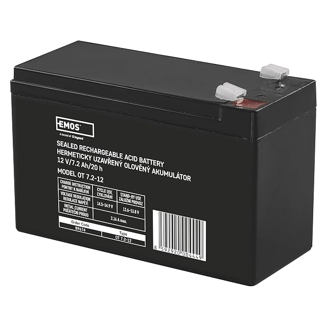 Batterie au plomb étanche AGM EMOS B9674 de 12 V et 7,2 Ah avec cosses Faston