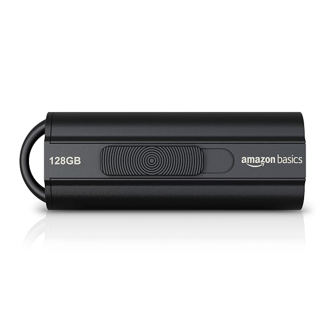Clé USB Amazon Basics noire de 128 GB à corps télescopique coulissant