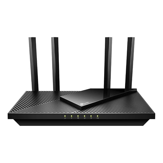 Routeur plat TP-Link Archer AX55 noir avec quatre antennes externes relevées